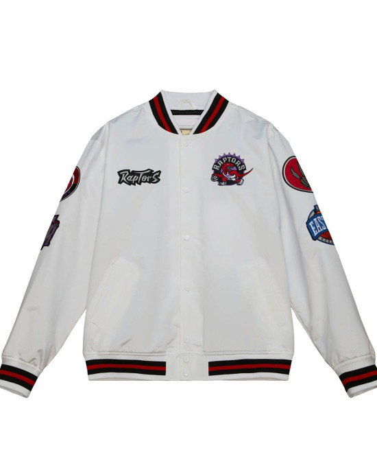 Toronto Raptors City Collection White Varsity Satin Jacket Toronto Raptors City Collection White Varsity Satin Jacket
