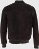 Trevor Mens Dark Brown Bomber Suede Leather Jacket