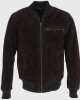 Trevor Mens Dark Brown Bomber Suede Leather Jacket