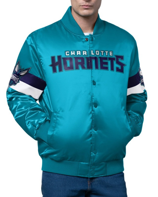 Triple Option Charlotte Hornets Teal Varsity Satin Jacket