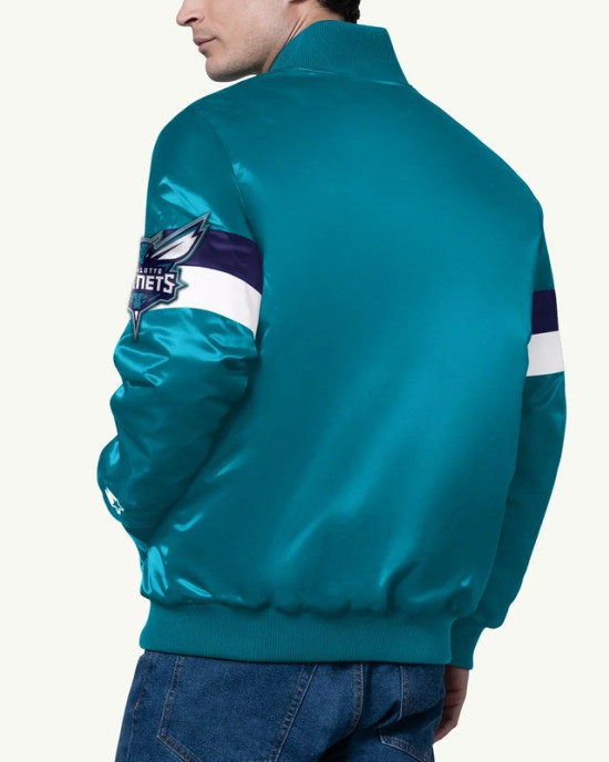 Triple Option Charlotte Hornets Teal Varsity Satin Jacket