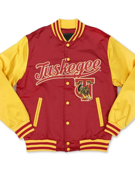 Tuskegee University Crimson and Gold Baseball Jacket Tuskegee University Crimson and Gold Baseball Jacket