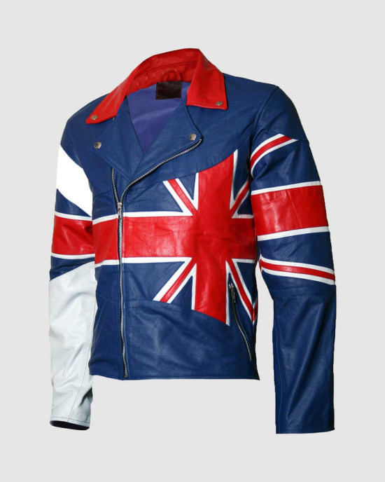 Union Jack Flag Men's Biker Leather Jacket Union Jack Flag Men's Biker Leather Jacket