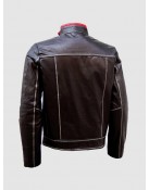 Unique Bi-Color White Stitched Moto Leather Jacket for Men