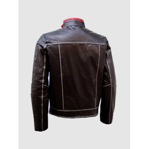 Unique Bi-Color White Stitched Moto Leather Jacket for Men