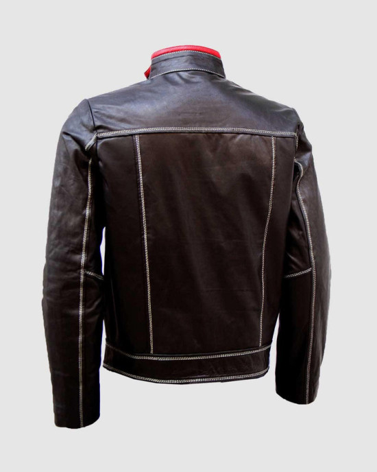 Unique Bi-Color White Stitched Moto Leather Jacket for Men Unique Bi-Color White Stitched Moto Leather Jacket for Men