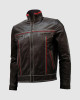 Unique Bi-Color White Stitched Moto Leather Jacket for Men Unique Bi-Color White Stitched Moto Leather Jacket for Men