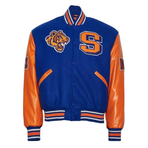  Unisex Savannah State University Blue and Orange Varsity Jacket