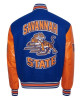 Unisex Savannah State University Blue and Orange Varsity Jacket Unisex Savannah State University Blue and Orange Varsity Jacket
