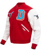 University Delaware State Red and White Varsity Jacket