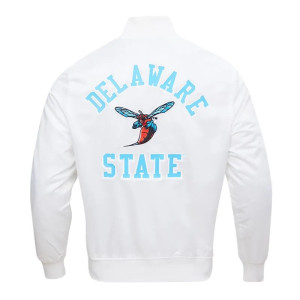 University Delaware State White Satin Jacket