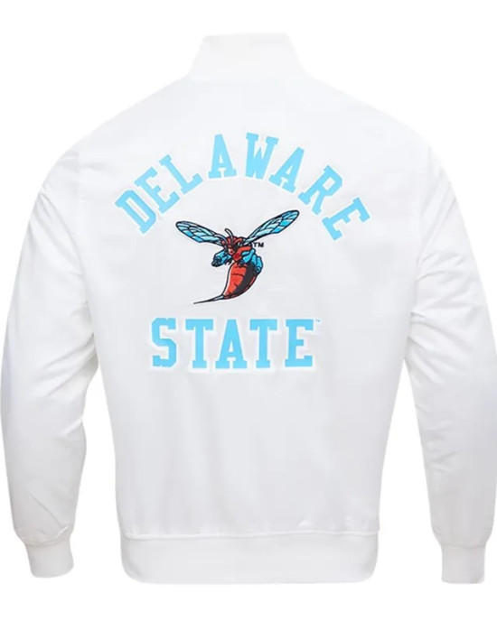University Delaware State White Satin Jacket