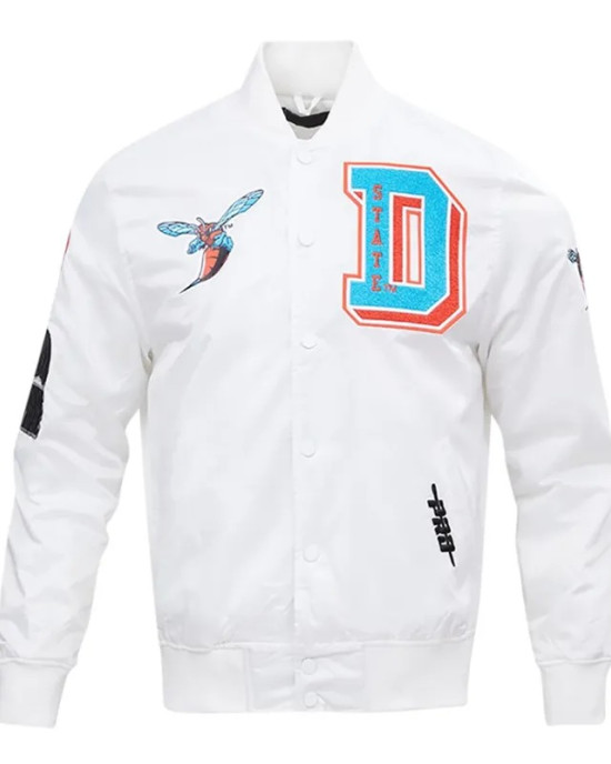 University Delaware State White Satin Jacket