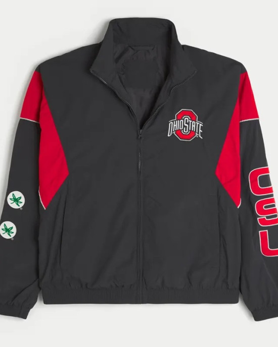 University Ohio State Windbreaker Black Full-Zip Polyester Jacket University Ohio State Windbreaker Black Full-Zip Polyester Jacket