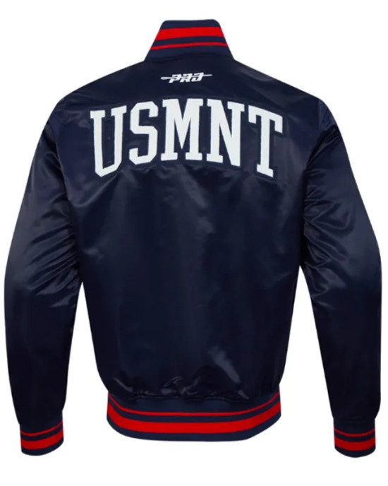 US Soccer Classic Rib Navy Satin Jacket