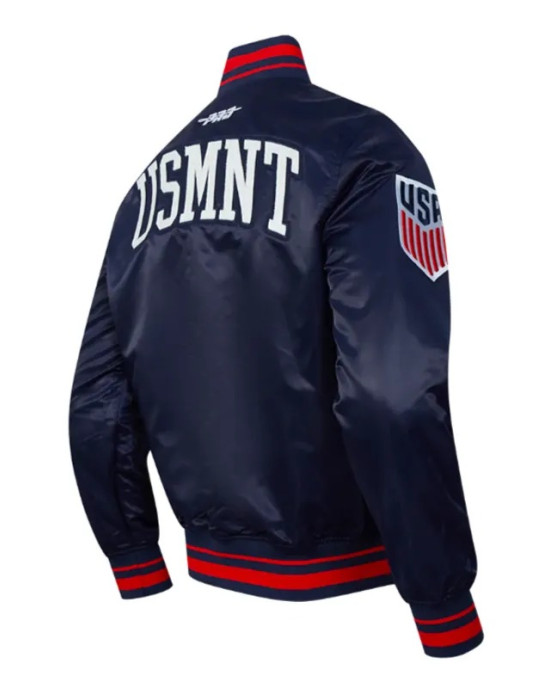 US Soccer Classic Rib Navy Satin Jacket