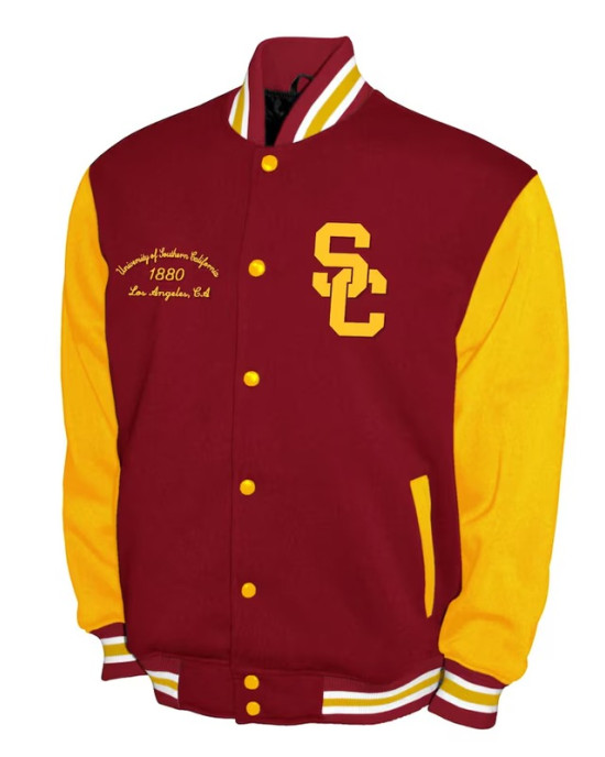 USC Trojans Fleece Cardinal and Gold Varsity Jacket