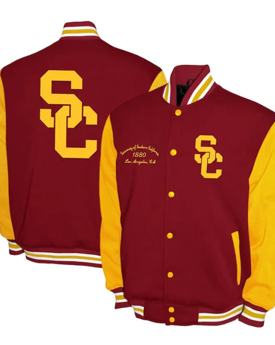 USC Trojans Fleece Cardinal and Gold Varsity Jacket