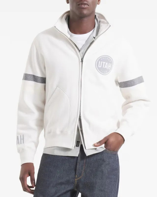 Utah Hockey Club White Striped Fleece Jacket