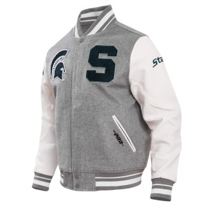 Varsity Heather Grey Michigan State University Classic Rib Wool Jacket