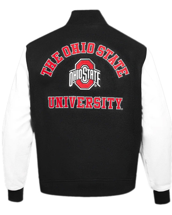 Varsity Ohio State University Classic Rib Wool Black and White  Jacket