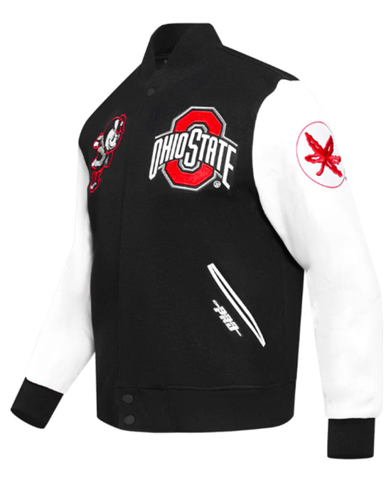 Varsity Ohio State University Classic Rib Wool Black and White  Jacket