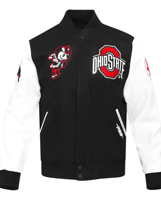 Varsity Ohio State University Classic Rib Wool Black and White  Jacket
