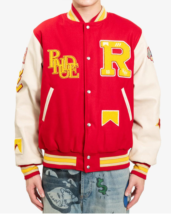 Varsity Rhude Bull Market Red Jacket Varsity Rhude Bull Market Red Jacket