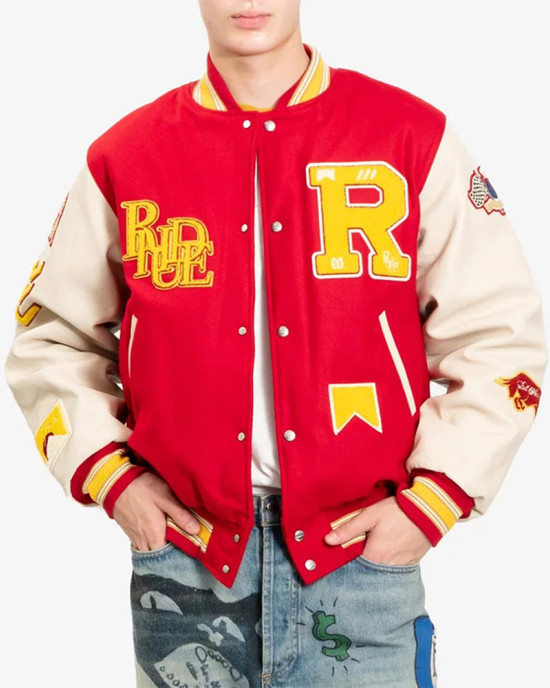 Varsity Rhude Bull Market Red Jacket Varsity Rhude Bull Market Red Jacket