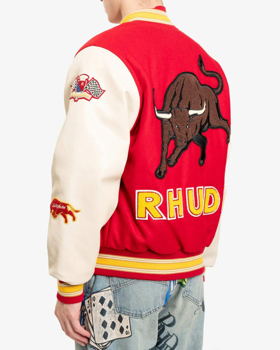 Varsity Rhude Bull Market Red Jacket Varsity Rhude Bull Market Red Jacket