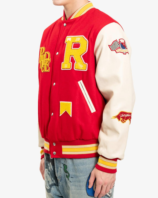 Varsity Rhude Bull Market Red Jacket Varsity Rhude Bull Market Red Jacket