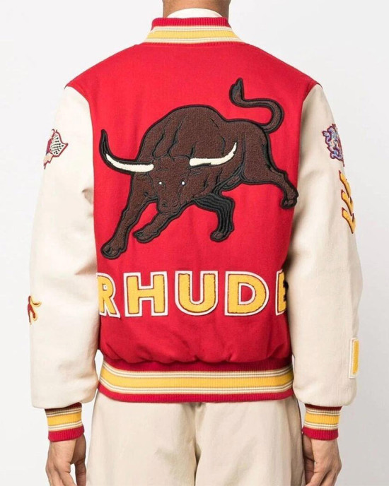 Varsity Rhude Bull Market Red Jacket Varsity Rhude Bull Market Red Jacket