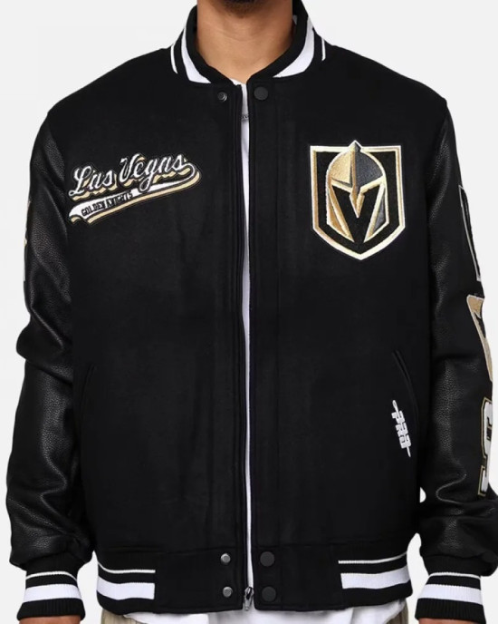 Vegas Golden Knights Black Letterman Jacket