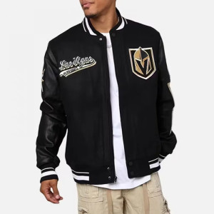 Vegas Golden Knights Black Letterman Jacket
