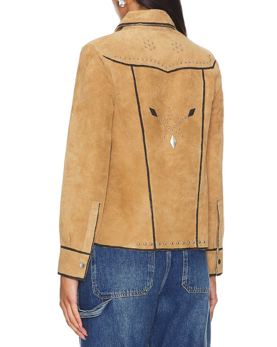 Victoria Moroles Ballard Martina Castro Brown Suede Leather Jacket