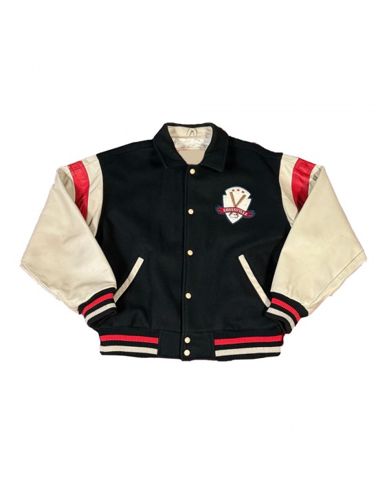 Vintage Louisville Slugger Black and Cream Varsity Jacket