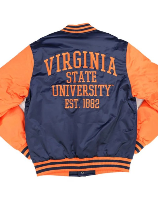 Virginia State Navy and Orange Baseball Jacket Virginia State Navy and Orange Baseball Jacket