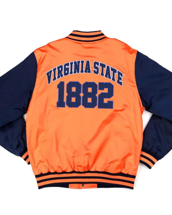 Virginia State Orange and Navy Baseball Jacket Virginia State Orange and Navy Baseball Jacket