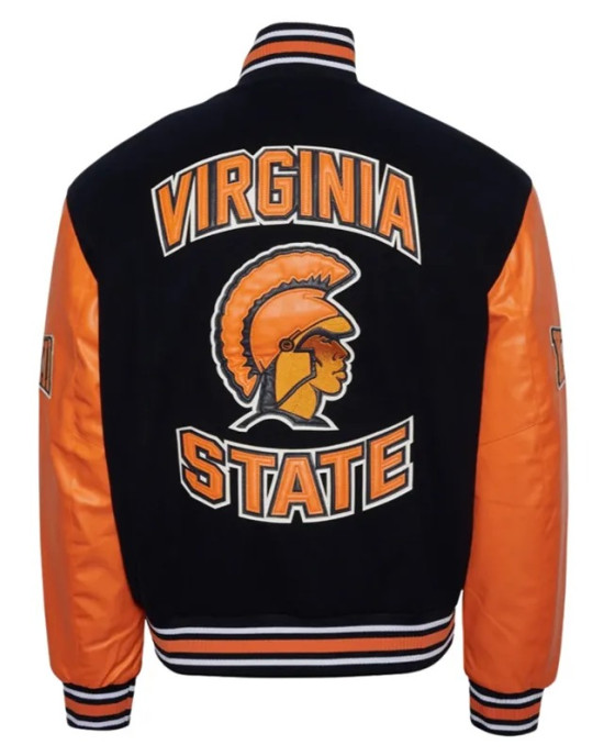 Virginia State University Black and Orange Varsity Jacket