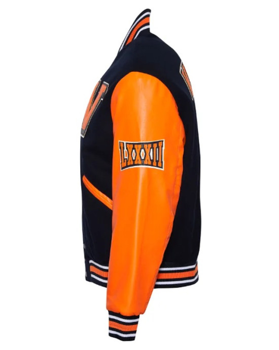 Virginia State University Black and Orange Varsity Jacket