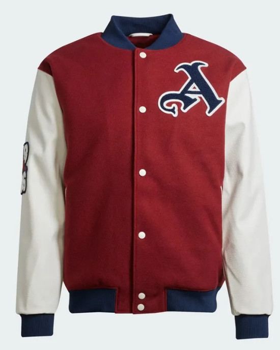 VRCT Arsenal Burgundy and White Varsity Full-Snap Wool/Leather Jacket