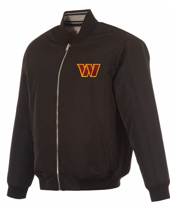 Washington Commanders Black/Gray Full-Zip Reversible Flight Jacket