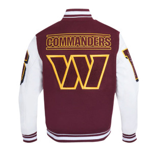 Washington Commanders Mashup Rib Varsity Wool and Leather Jacket