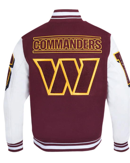 Washington Commanders Mashup Rib Varsity Wool and Leather Jacket Washington Commanders Mashup Rib Varsity Wool and Leather Jacket