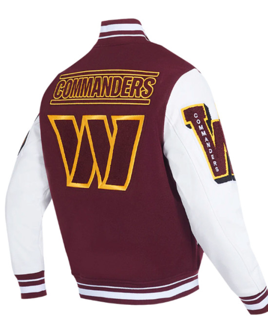 Washington Commanders Mashup Rib Varsity Wool and Leather Jacket Washington Commanders Mashup Rib Varsity Wool and Leather Jacket