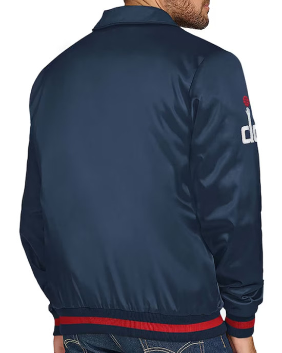 Washington Wizards Stitch Applique Navy Satin Jacket Washington Wizards Stitch Applique Navy Satin Jacket