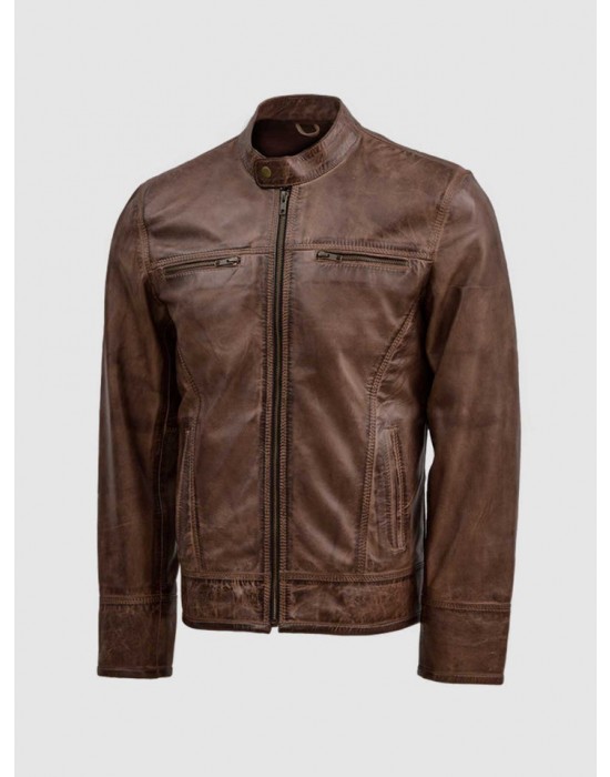Waxed Brown Leather Jacket