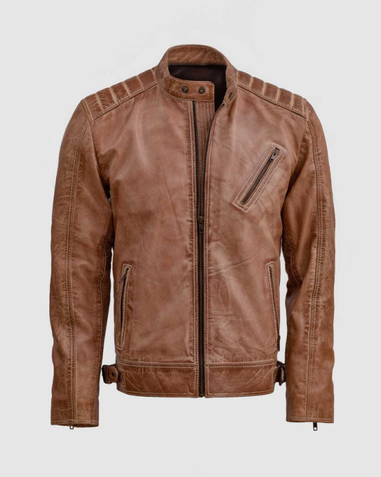 Waxed Distressed Leather Jacket Waxed Distressed Leather Jacket