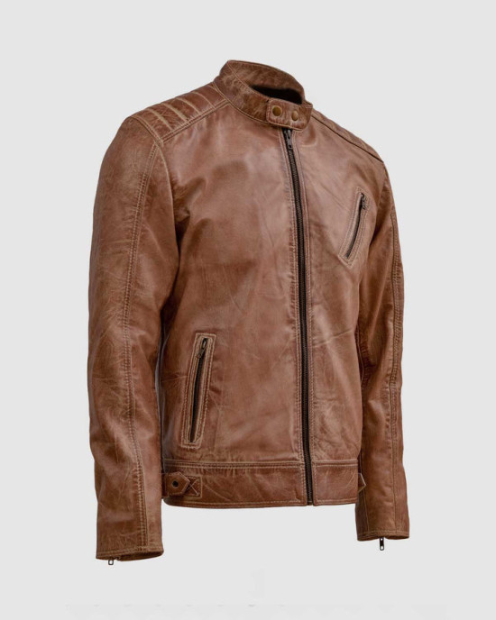 Waxed Distressed Leather Jacket Waxed Distressed Leather Jacket