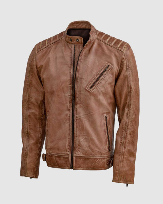 Waxed Distressed Leather Jacket Waxed Distressed Leather Jacket